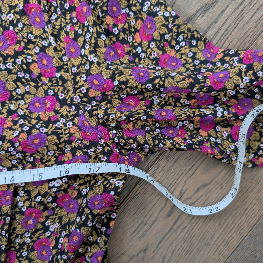 Sezane Black Floral Midi Dress with Pink & Green Print - Picture 5 of 5
